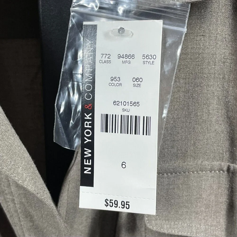 NEW New York & Company Dress Womens 6 brown shirt straight sheath classic - Picture 5 of 9